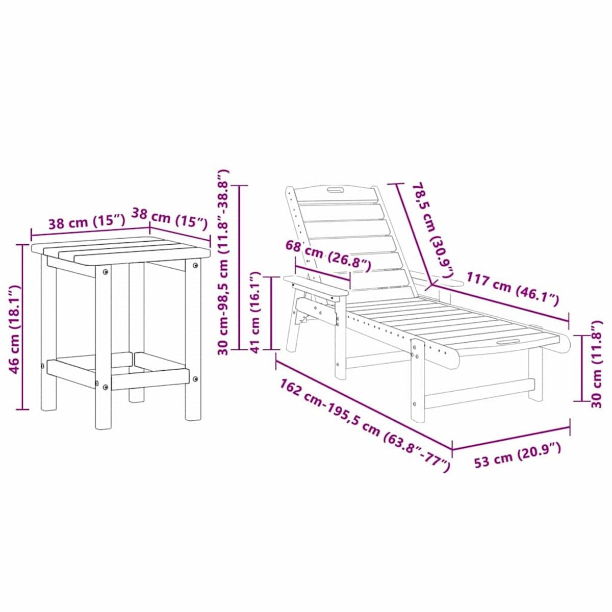 vidaXL Set van 3 Ligstoelen van Polyetheen - Lichtgrijs