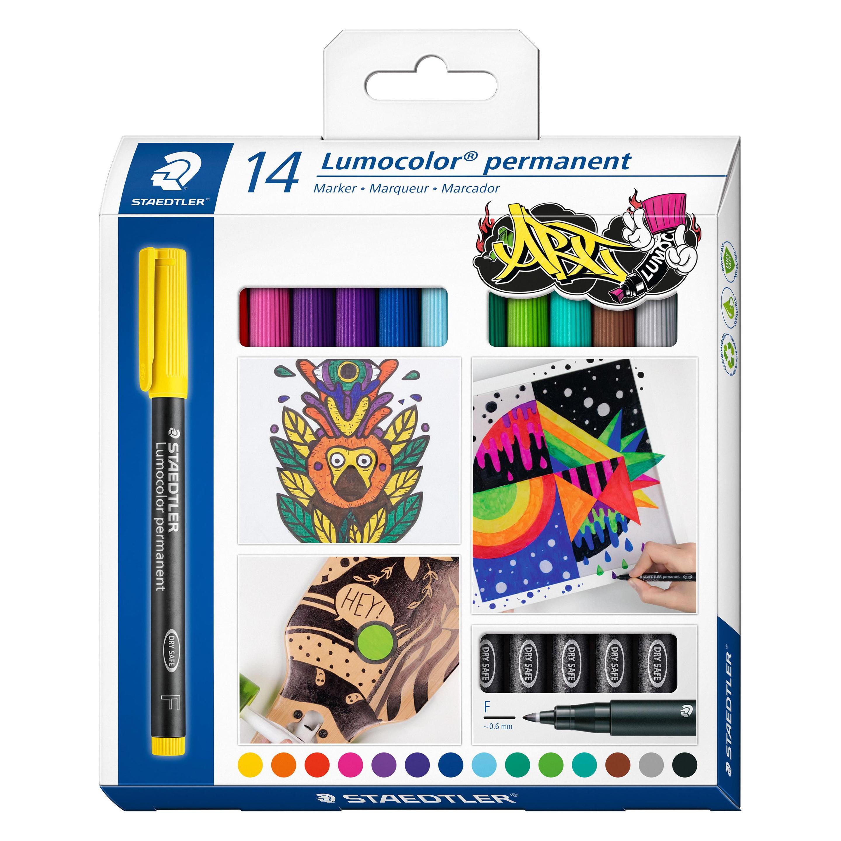 Staedtler Lumocolor permanent Universalstift 318, F, Kartonetui mit 14 Stück, sortiert (14x) (318 C14)