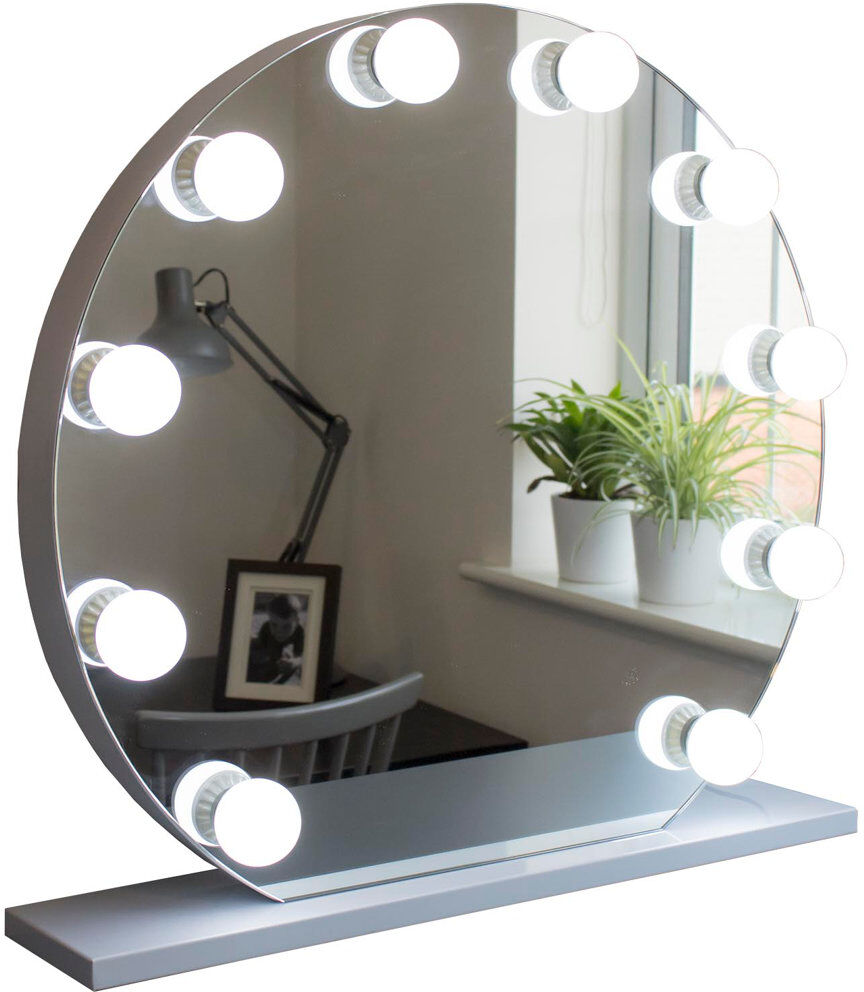 Ebern Designs Carrie Round Hollywood Vanity Mirror with LED Lights 65cm H X 70cm W X 6cm D