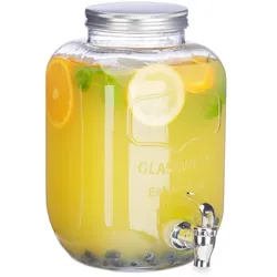 Relaxdays Getränkespender 5 L Silber,Transparent