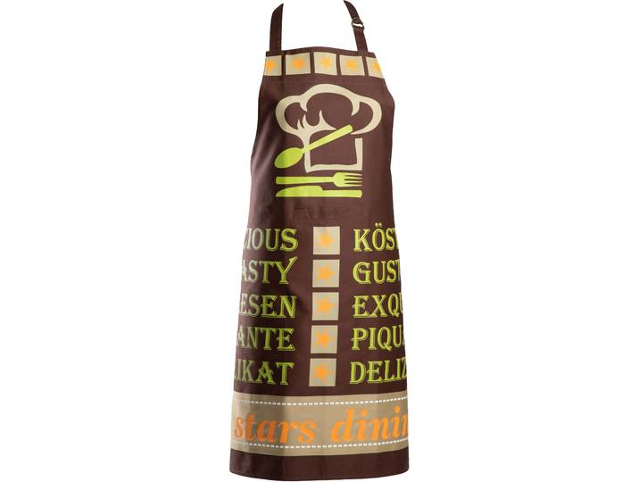 Kochschürze STUCO Gustoso , bunt (braun, bunt), B:80cm L:85cm, Baumwolle, Schürzen, Kochschürze
