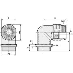 LAPP 52024020 Winkelverschraubung korrosionsgeschützt PG7 Druckguss Natur 25 St.