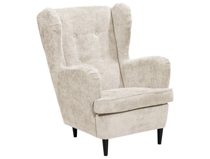 Livetastic Ohrensessel, Beige, Holz, Buche, 78x102x98 cm, Made in EU, gepolsterte Armlehnen, Wohnzimmer, Sessel, Ohrensessel