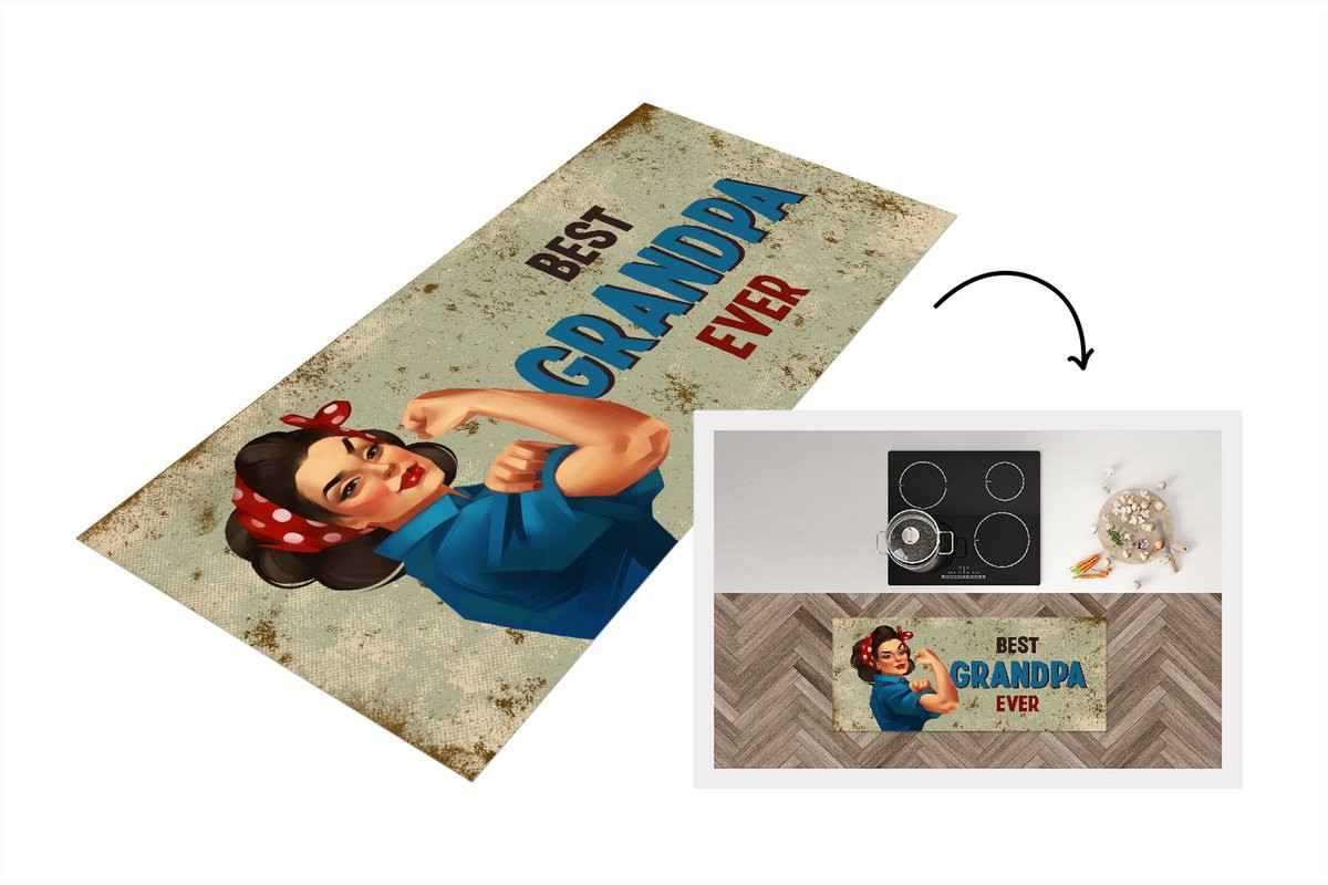 KitchenYeah Keukenloper Vinyl Best Grandpa Ever B/D: 120 x 50 cm
