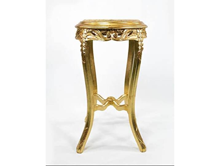 Mace Heritage-Barocktisch Gold-Beige Marmorplatte-Handgefertigt-Klassische Möbel, antiker Tisch, Kleiner runder Beistelltisch, Massivholz, Flur- und Wohnzimmermöbel 70cm x 40cm