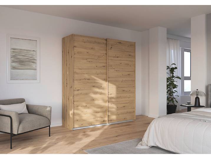 Schwebetürenschrank Quadra mit Dämpfung 181cm Braun/Eiche Artisan Dekor ohne Spiegeltür/-en