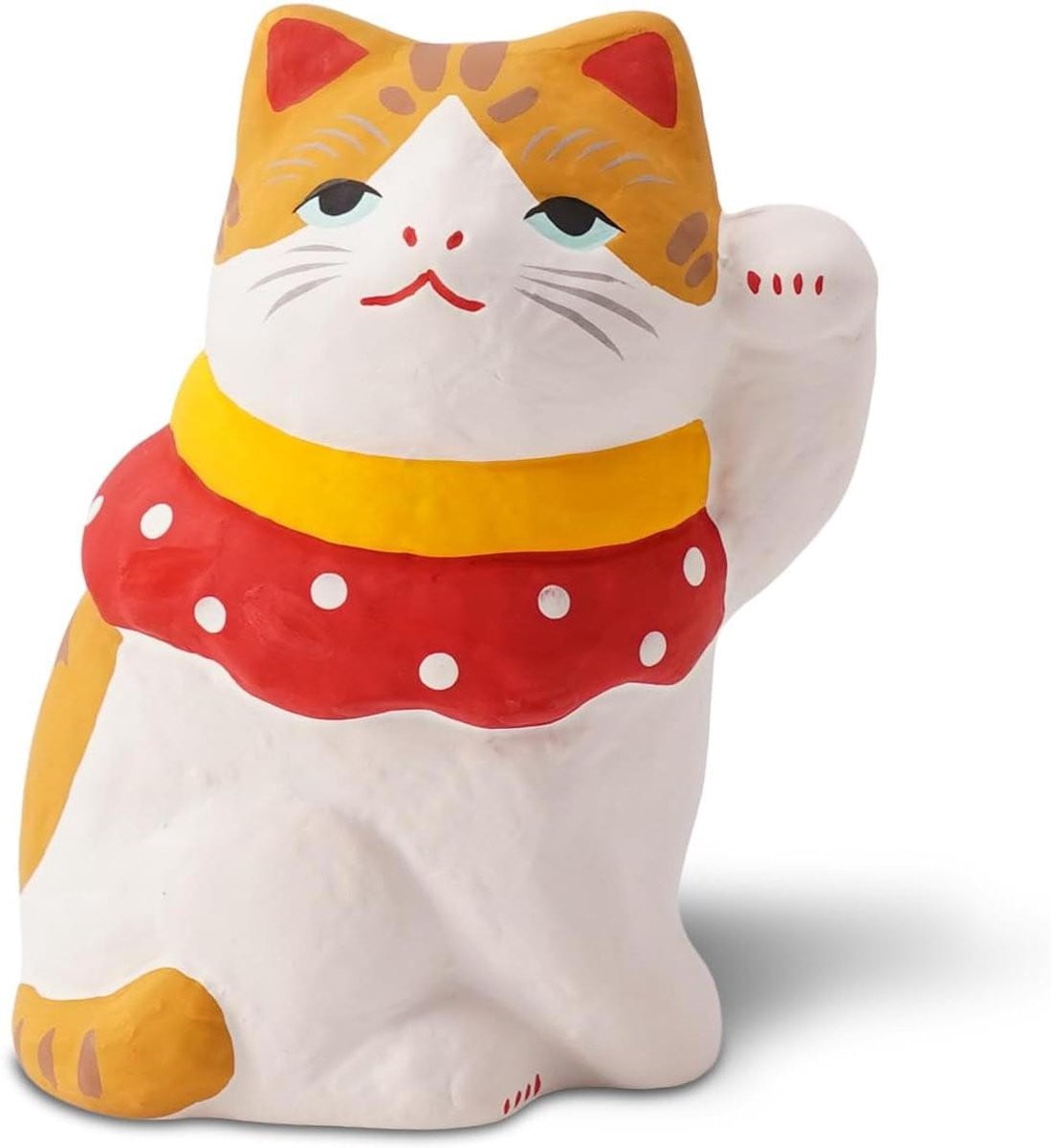 Wit Keramisch Kattenbeeldje Geluk met Japans Design - Hoogte: 95 cm