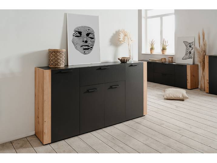 Sideboard 162cm Schwarz/Braun