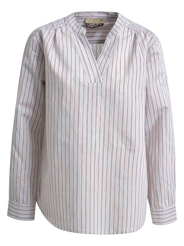 Smith & Soul Bluse in Braun/ Weiß - XL