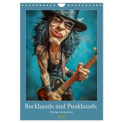 Rockbands und Punkbands - Witzige Karikaturen (Wandkalender 2026 DIN A4 hoch), CALVENDO Monatskalender