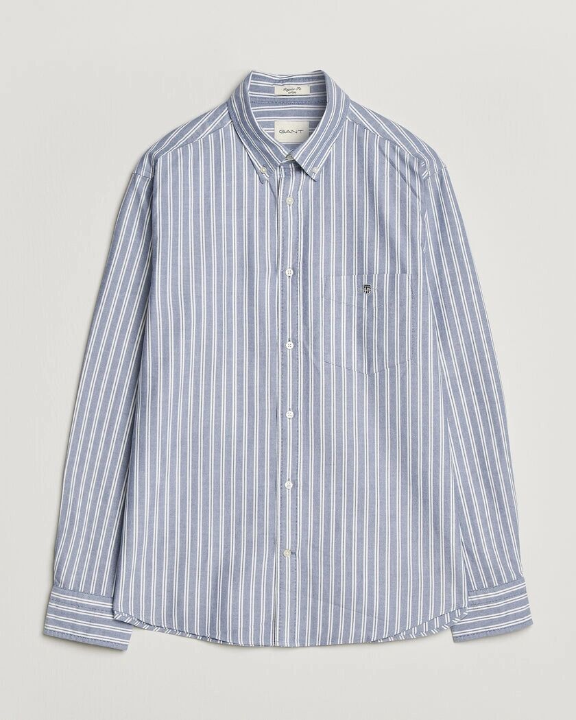 Gant Regular Fit Classic Striped Oxford Shirt  College Blue