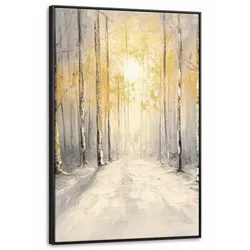 LEINWAND Bilder mit Rahmen - Winter - Abstrakt - Schnee - Natur - Sonne - 100x150