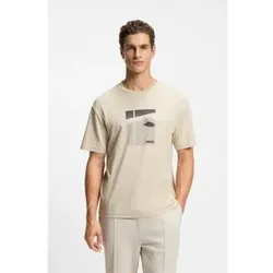BOSS für Herren. 50554365 Pima Illustration Tennis beige T-Shirt (XXL), Lässig, Baumwolle, Kurzarm