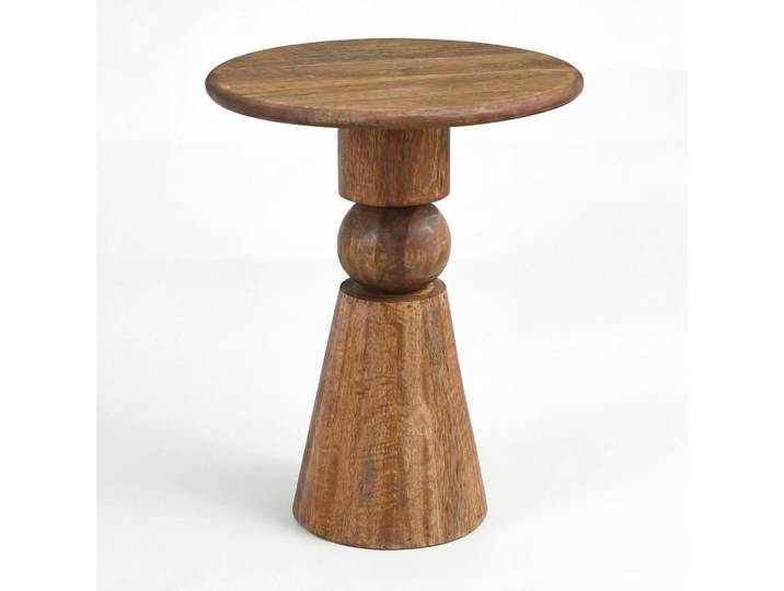 Mid.you Beistelltisch Wl7.446, Braun, Holz, Mangoholz, massiv, rund, Säule, 35x45x35 cm, einfacher Aufbau, Wohnzimmer, Wohnzimmertische, Beistelltische