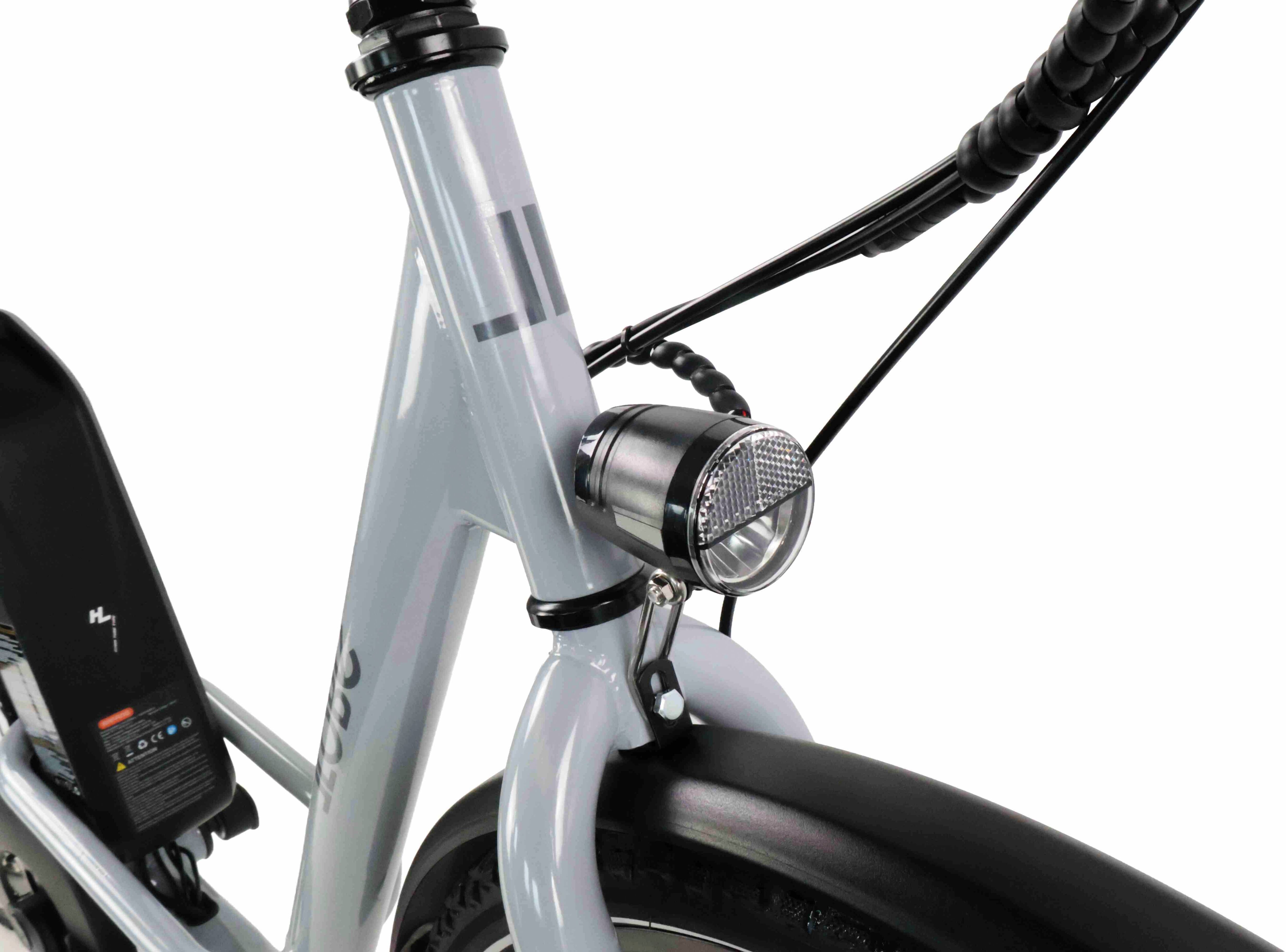 E-Bike LLOBE "City E-Bike 26" Town Compact, grau" Gr. 46, grau (grau, grau), Elektrofahrräder, 46cm, 26 Zoll (66,04cm)