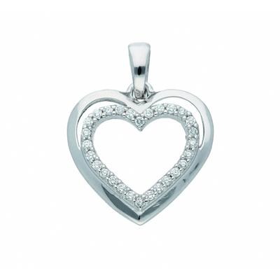 Kettenanhänger ADELIA´S "Damen Goldschmuck 333 Weißgold Anhänger Herz mit Zirkonia", silber, Schmuckanhänger, Damen, Gold, Kettenanhänger, mit Zirkonia Goldschmuck für Damen
