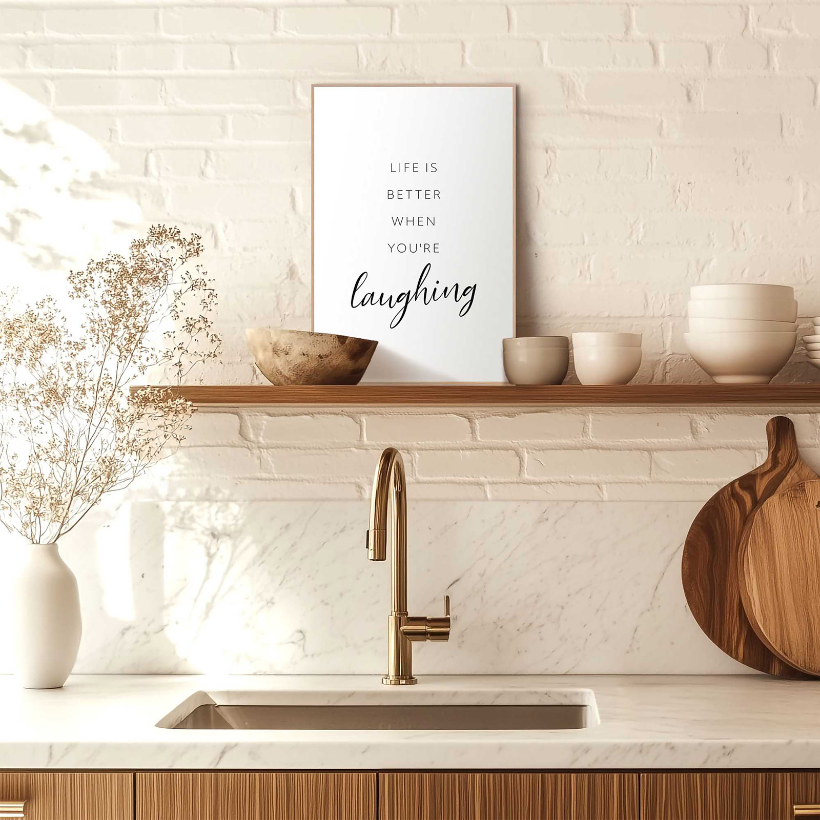 home24 Kunstprint Laughing zwart/wit, B: 20 cm, D: 1 cm