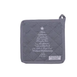 Krasilnikoff Topflappen Christmas Words, 20 x 20 cm - grau