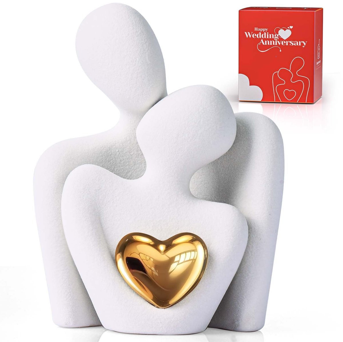 Omgoods Romantisch Koppel Beeldje - Abstracte Sculptuur voor Woonkamer Decoratie