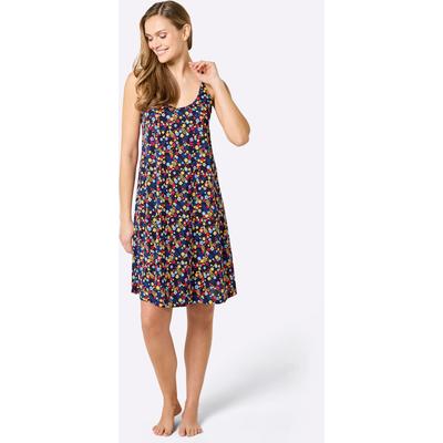 Sommerkleid FEEL GOOD "Sommerkleid", Damen, Gr. 44/46, Normalgrößen, bunt (marine, bedruckt), 100% Baumwolle, geblümt, gemustert, mehrfarbig, kurz, Rundhals, Kleider Sommerkleid, Topseller
