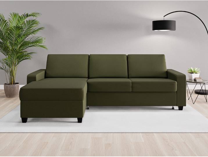 Ecksofa Nairobi Nr. 1 links - Grün (Waldgrün) - Feiner Mikrofaserstoff