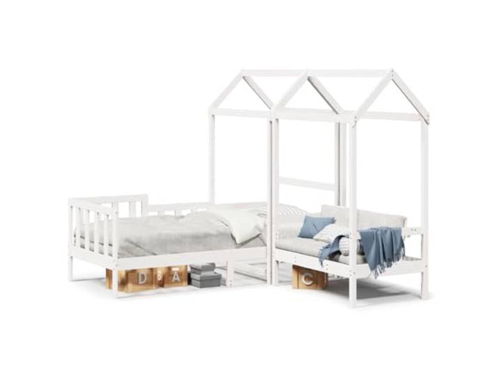 PUGYNBK Sofa-Set mit Bank und Decke aus Kiefernholz, Weiß, 80 x 200 cm Massivholz, Seitenleisten, belüftete Lamellen, Aufbewahrung unter dem Bett, praktische Rückenlehne