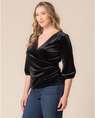 KIYONNA Odette Velvet Faux Wrap Top