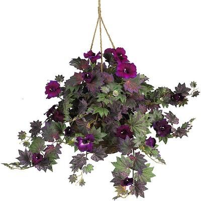 Nearly Natural Morning Glory Silk Plant Hanging Basket