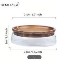 Inspired Finds Double Layer Glass Bowl With Wooden Tray And Lid For Kitchen Storage large 8.27in