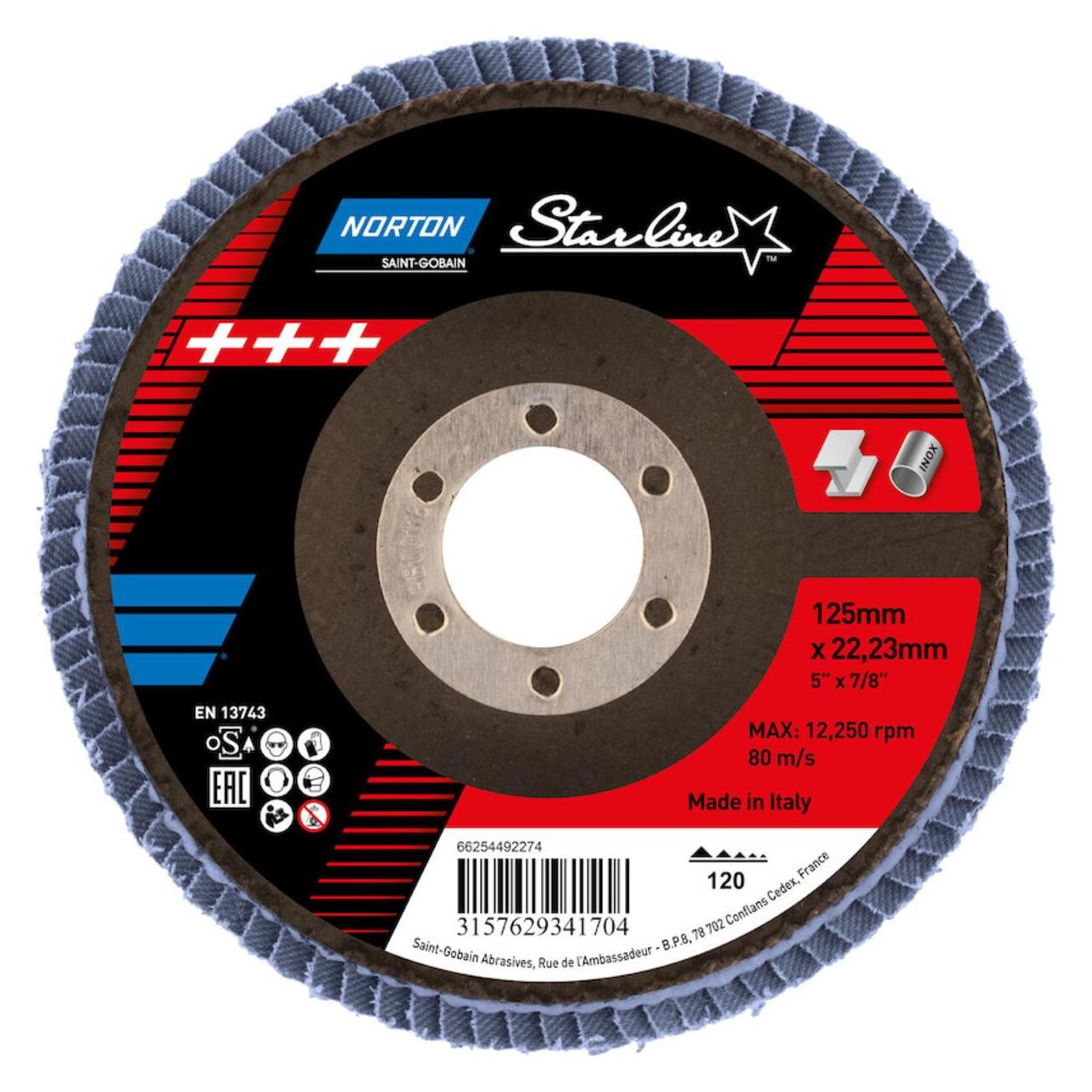 Norton Clipper Flap diskas FLD FDTF 125x22 R82B NOR P120 STARL EU (120) (66254492274)
