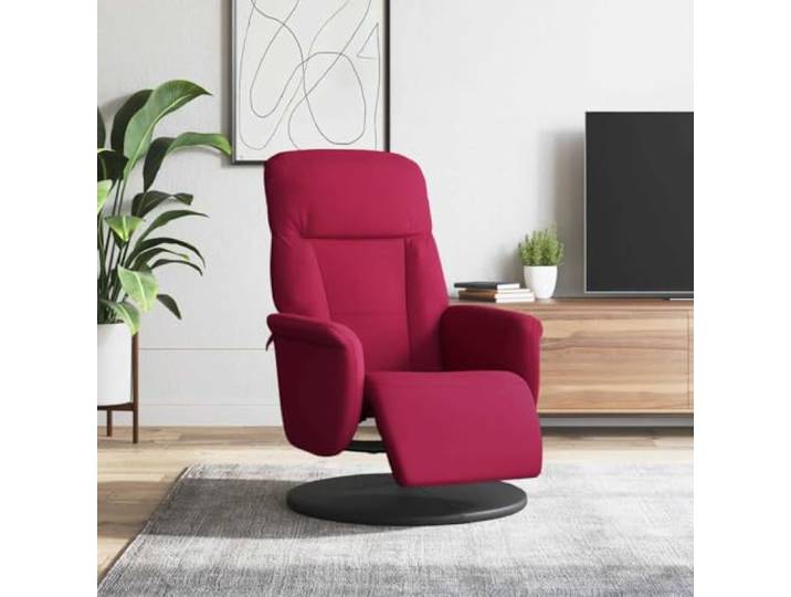 IBUQDDV Relaxsessel mit Fußteil Weinrot Samt 360 Grad Drehbar Manuelle Manuell verstellbar, 360 Grad drehbar, Samtbezug, Sperrholz und Metallrahmen