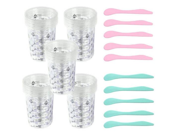 Messbecher 25-teiliges Set 600 ml mit Rührstäbchen, Transparent, Kunststoff, Backen & Backzubehör, Messbecher