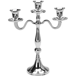 Mojawo, Kerzenständer, XL Dekorativer und schwerer Kerzenleuchter Metall Silber 48cm Mod4