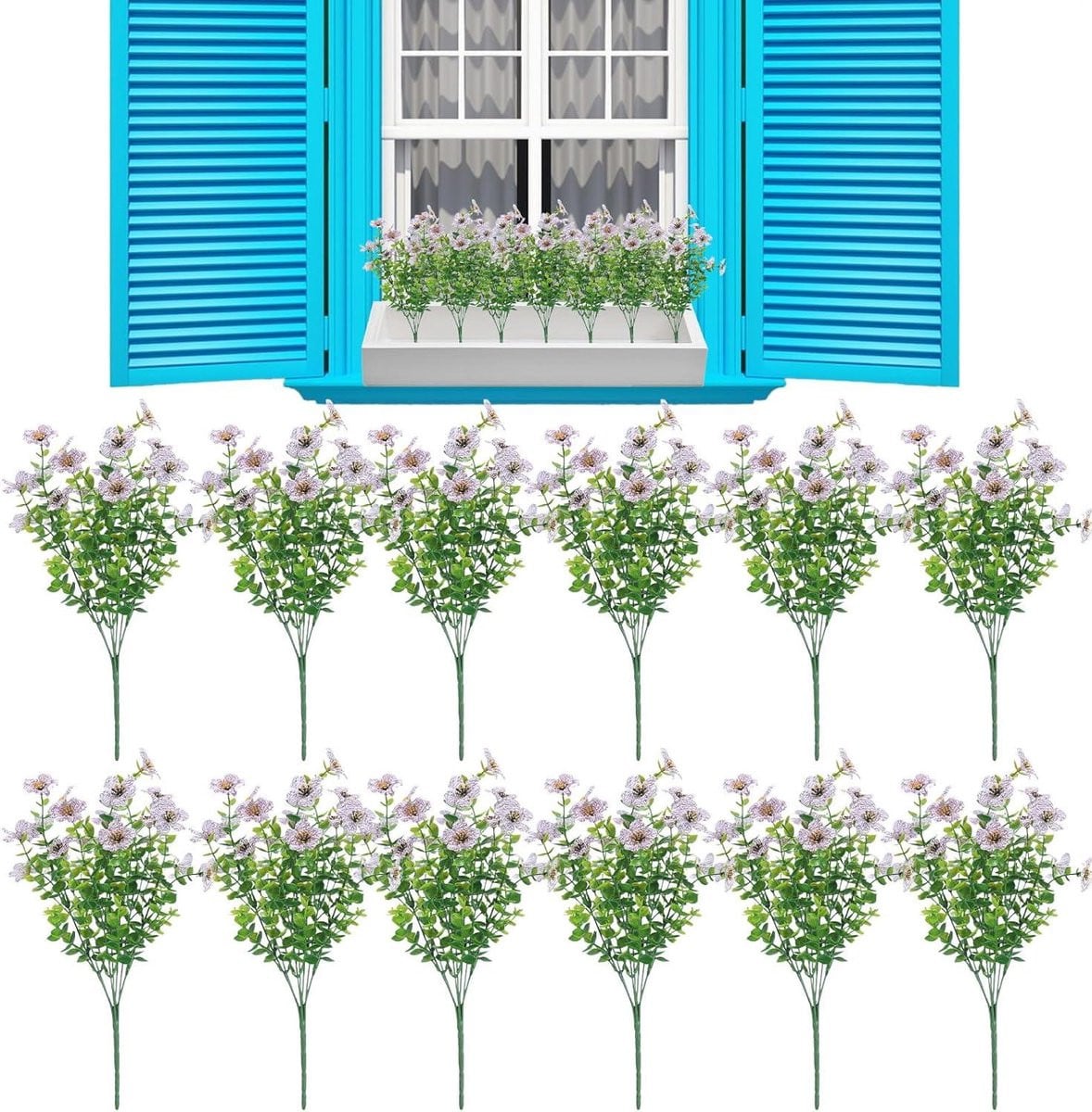 Wit UV-bestendige kunstbloemen voor buiten decoratie, 35 cm