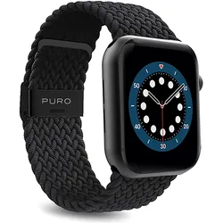 Puro Loop Nylon Band (38 mm, 40 mm, Fabric, Nylon, Textil), Uhrenarmband, Schwarz