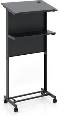 Costway 3-Position Height Adjustable Lectern Table with Tilted Tabletop-Black