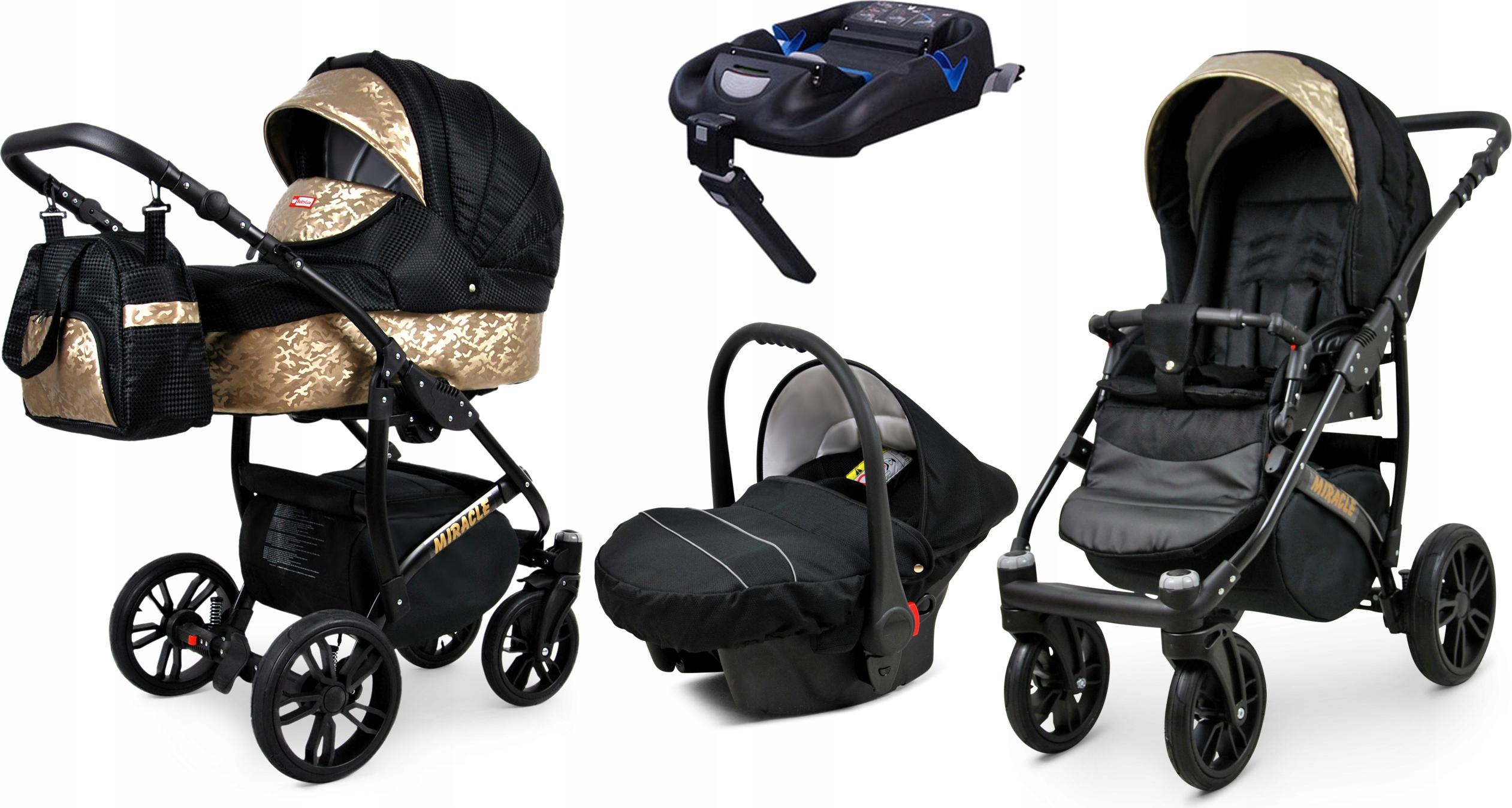 BabyLux Miracle | 4in1 Kinderwagen Set | Black Deluxe | Kombikinderwagen | Kinderwagenset | Iso