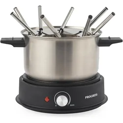 Progress EK6675PVDE Elektrischer Fondue-Maker, Fondue Set, Schwarz, Silber