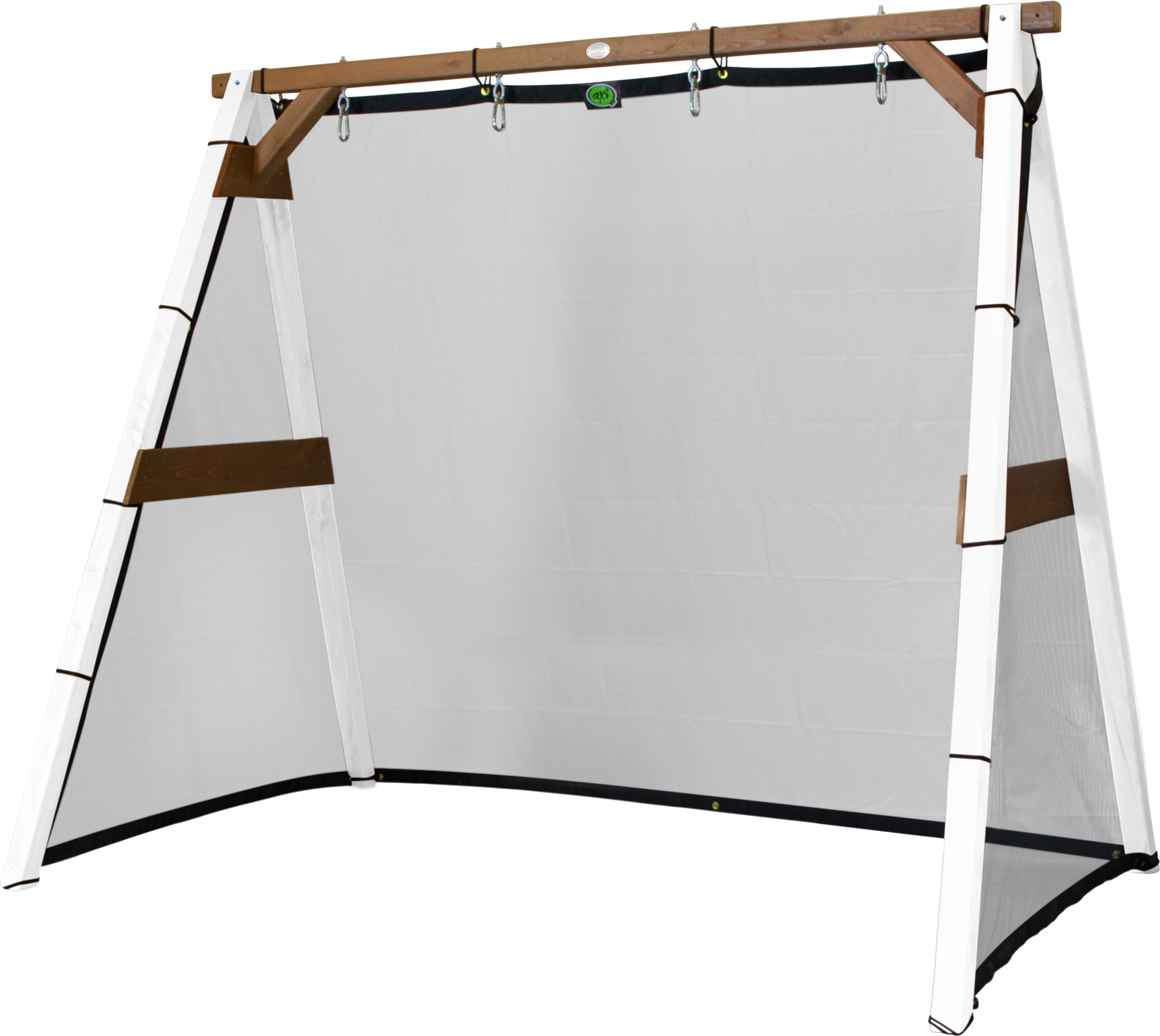 AXI 4-in-1 SportsFun in Weiß / Braun | 4-in-1 Gestell für Schaukel, Fußball, Volleyball & Tennis | Schaukelgestell & Netze für diverse Sportarten