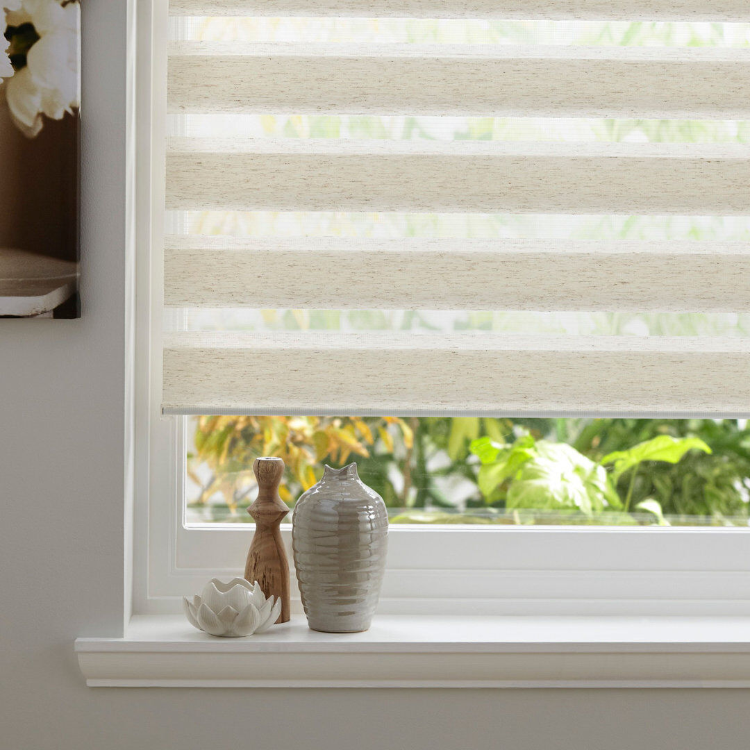 Fernleaf Tiverton Zebra Day and Night Room Darkening Roller Blind Linen 165 cm L x 150 cm W