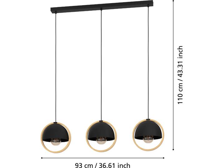 Eglo 43756 CALLOW E27 triple suspension 930x230mm noir marron