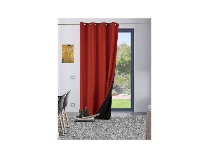 Rideau thermique, isolant et occultant rouge 140x260 cm