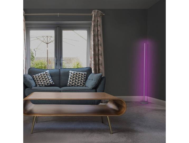 OSRAM SMART+ WiFi Stehleuchte CORNER MAGIC silber 140 cm RGB, chrom / silber, für Wohn- / Esszimmer, Aluminium, Modern