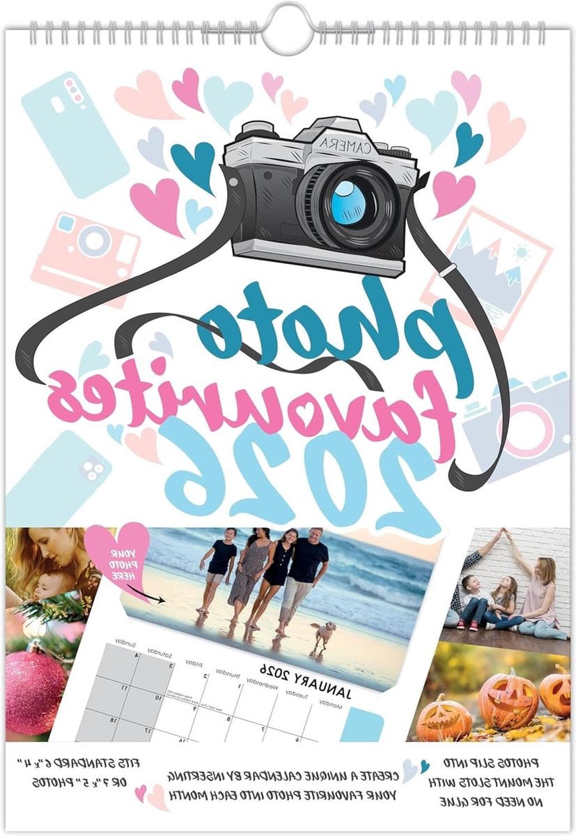 Gepersonaliseerde Fotokalender met eigen foto's - Maandkalender - A4 - Wit