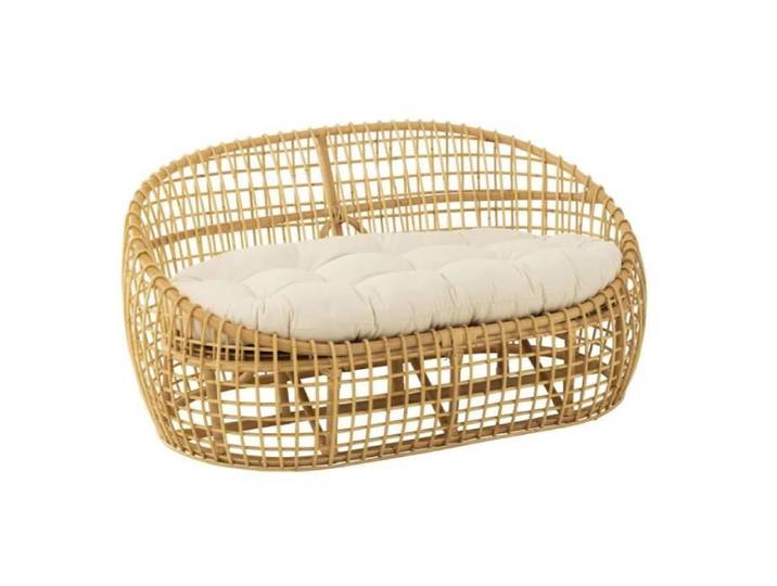 Canapé 2 Places Rotin & Coussin  Lise  137cm Naturel