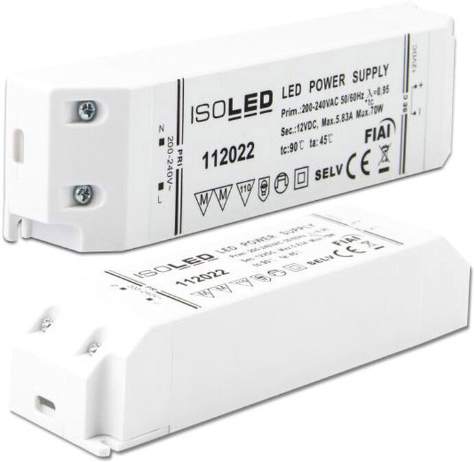 Isoled Led Trafo 12v/dc, 0-70w, Selv