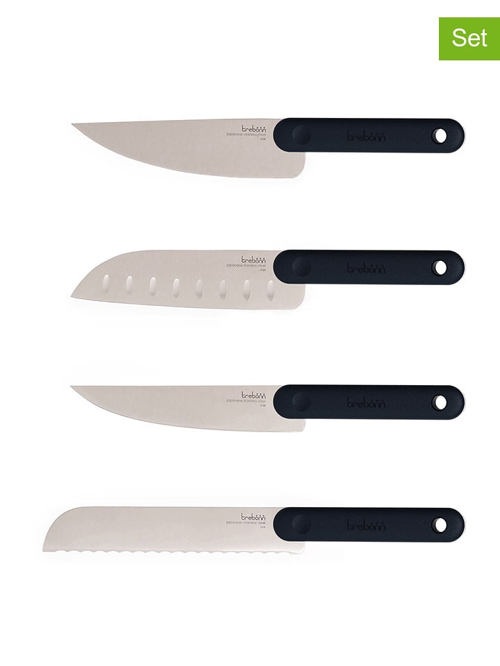 Trebonn 4tlg. Edelstahl-Messerset in Schwarz - onesize
