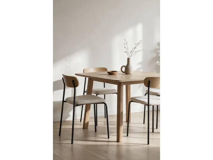 4er Set Vognor Schwarze Stühle Sitz - Beige