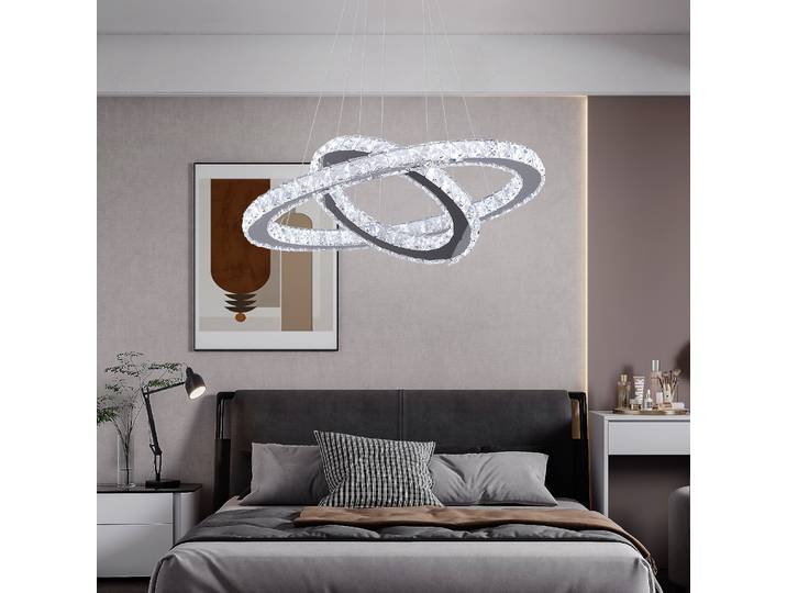 Lustre moderne en cristal LED Vetrulus - Luminaire de plafond de luxe pour salon, chambre, cuisine, lampe suspendue, décoration intérieure