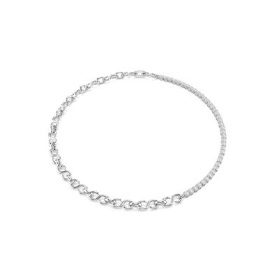 Collier SWAROVSKI "Schmuck Geschenk MATRIX Halskette", silber (metallfarben, kristallweiß), Halsketten, Damen, Metall, Collier, mit Swarovski Kristall